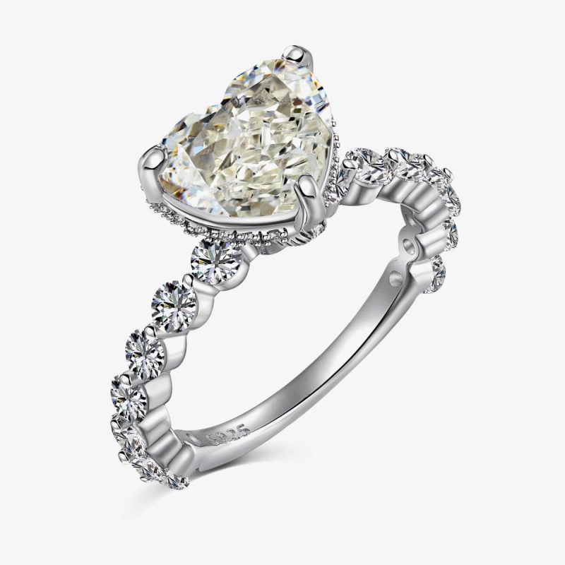 Heart-Shaped smoke Diamond and Sparkling Diamond Ring DY120980-S-W-HQ (2)