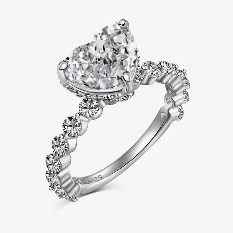 Heart-Shaped white Diamond and Sparkling Diamond Ring DY120980-S-W-WH (2)