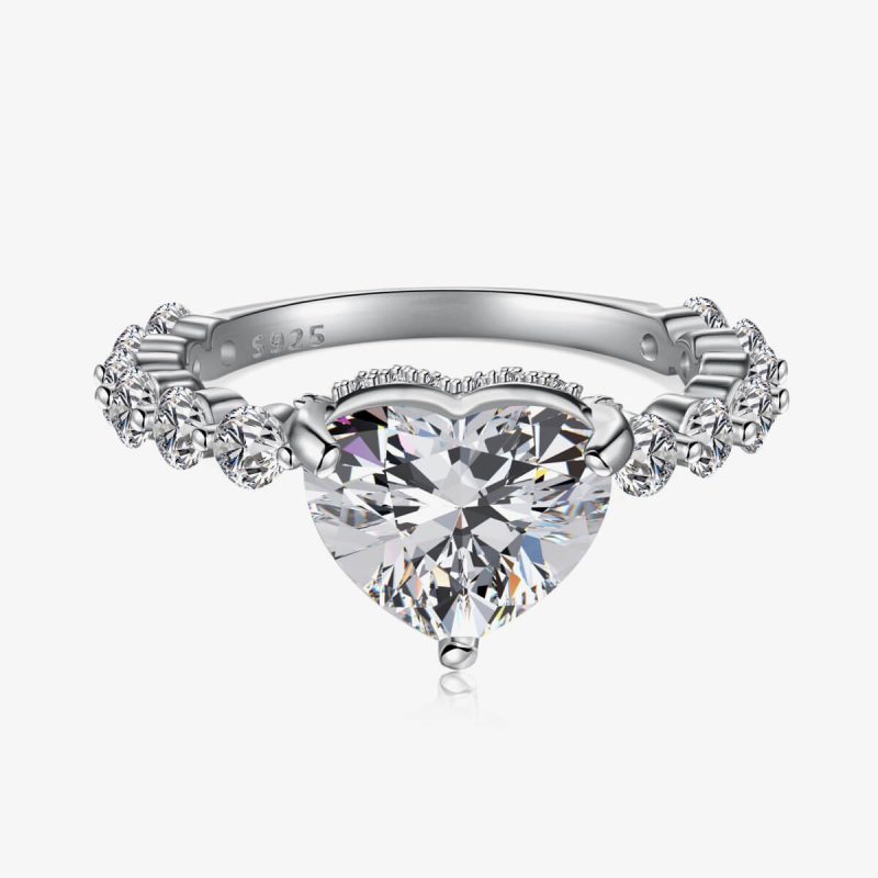 Heart-Shaped white Diamond and Sparkling Diamond Ring DY120980-S-W-WH (3)