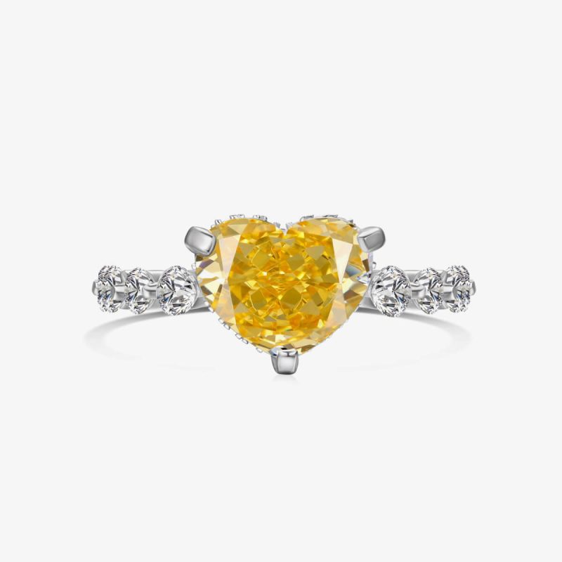 Heart-Shaped yellow Diamond and Sparkling Diamond Ring DY120980-S-W (1)