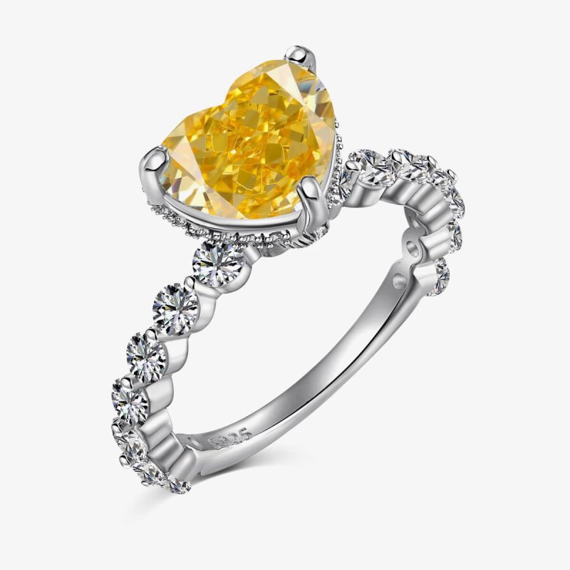 Heart-Shaped yellow Diamond and Sparkling Diamond Ring DY120980-S-W (2)