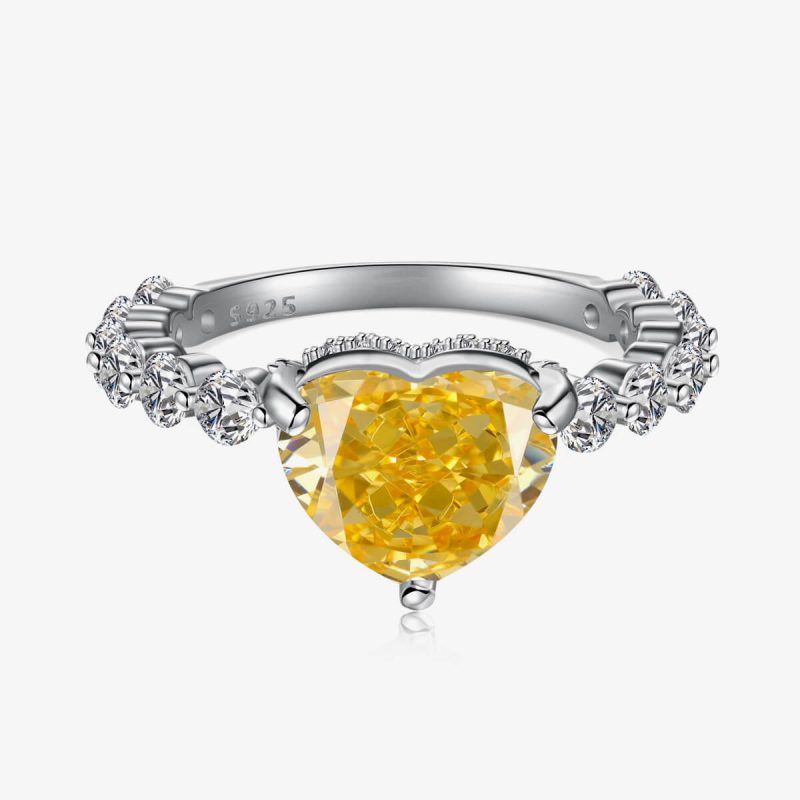 Heart-Shaped yellow Diamond and Sparkling Diamond Ring DY120980-S-W (4)