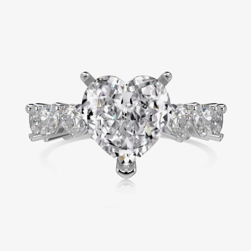 Luxurious white Heart Gemstone Diamond Ring DY120971-S-W-WH (5)