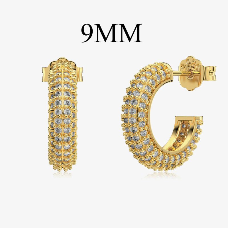 Multi-Row Diamond Encrusted Gold Hoop Earrings DY110301-S-G-NO-9mm (4)