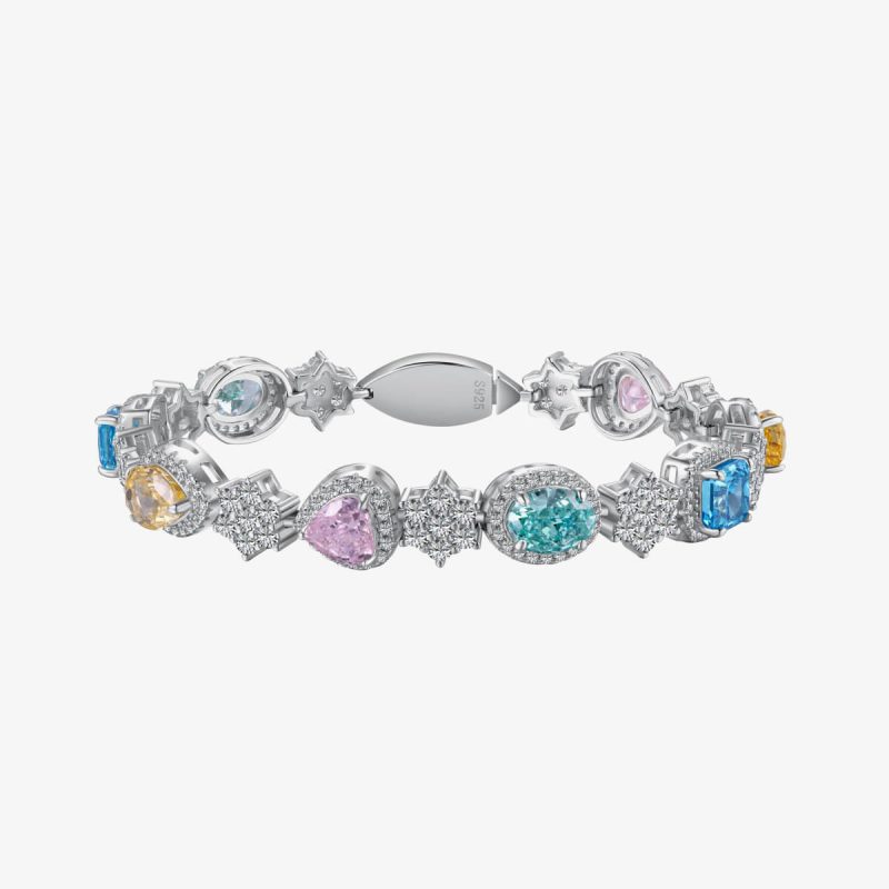 Multicolor Gemstone 925 Silver Bracelet DY150235-S-W-CS (1)