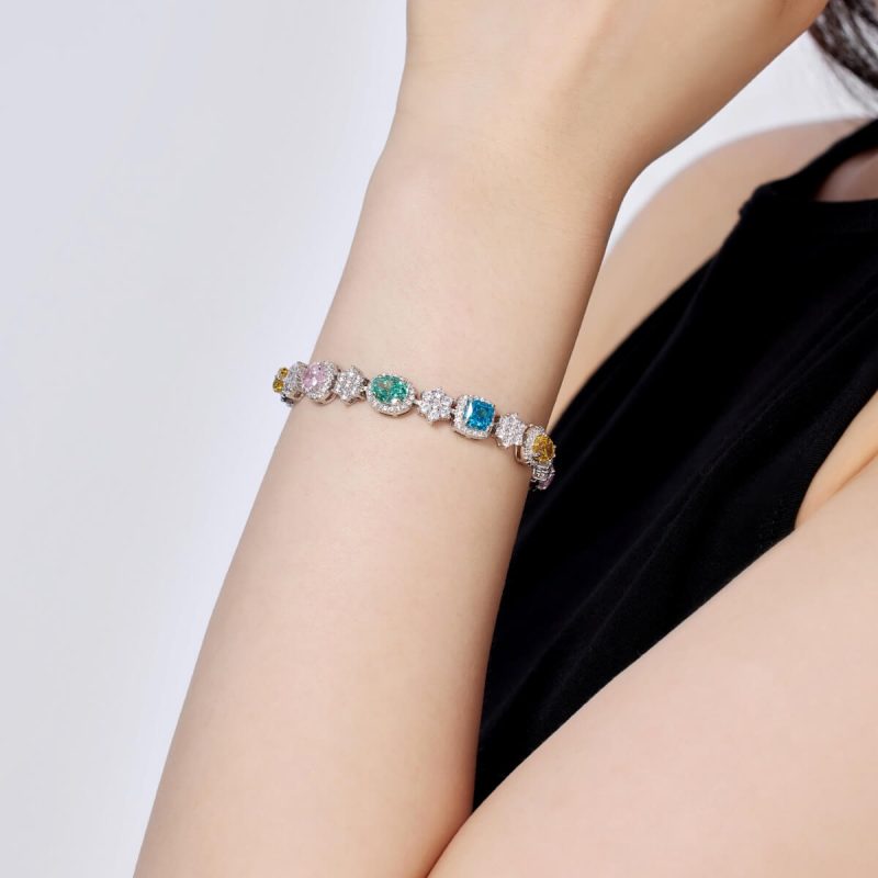 Multicolor Gemstone 925 Silver Bracelet DY150235-S-W-CS (6)