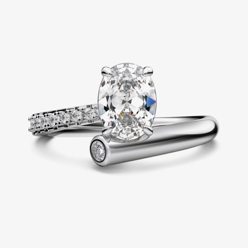 Oval Diamond Crossover Ring DY121035-S-W-WH (2)