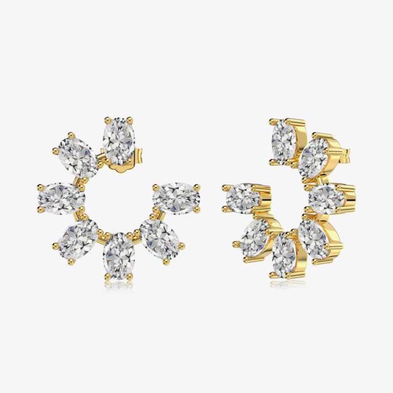 Oval-Shaped Diamond Gold Wreath Earrings DY110305-S-G-WH (4)