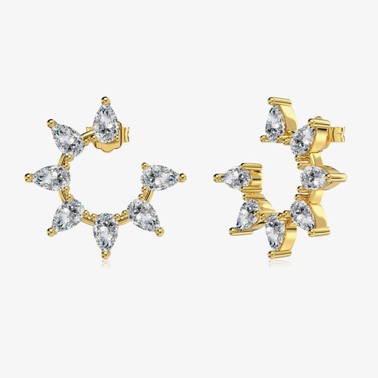 Pear-Shaped Diamond Gold Wreath Earrings DY110323-S-G-WH (4)