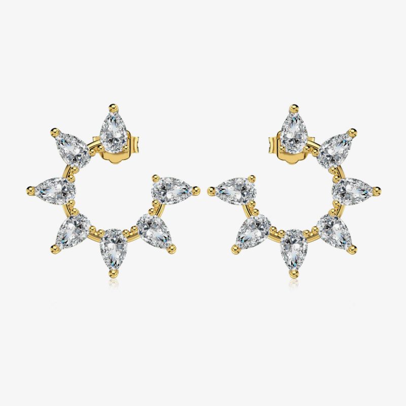 Pear-Shaped Diamond Gold Wreath Earrings DY110323-S-G-WH (5)