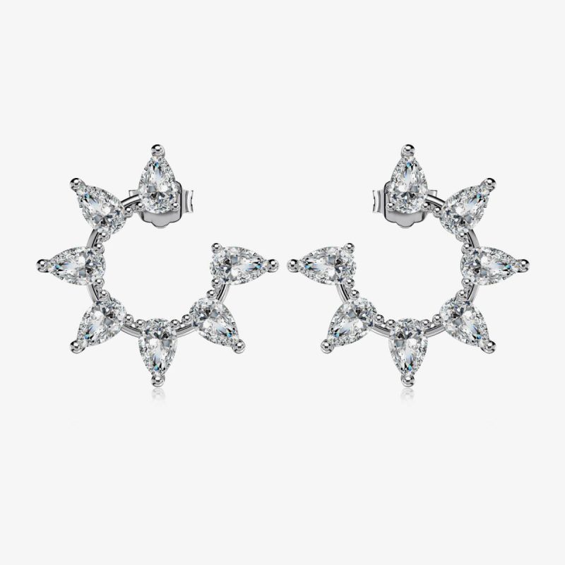 Pear-Shaped Diamond silver Wreath Earrings DY110323-S-W-WH (4)