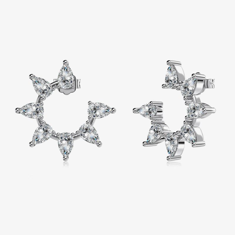 Pear-Shaped Diamond silver Wreath Earrings DY110323-S-W-WH (5)