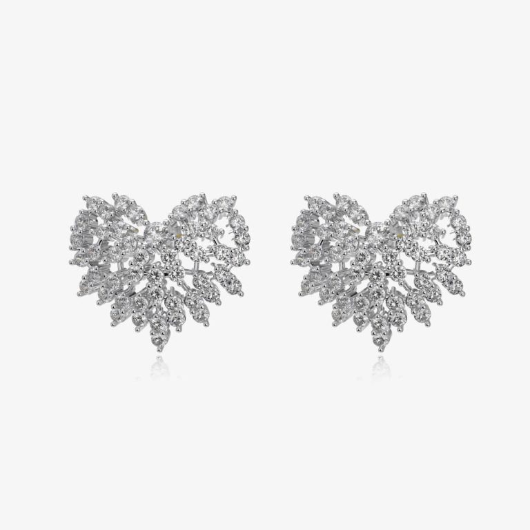 Petal Shape Diamond Silver Earrings DY1D0357-S-W-WH (1)