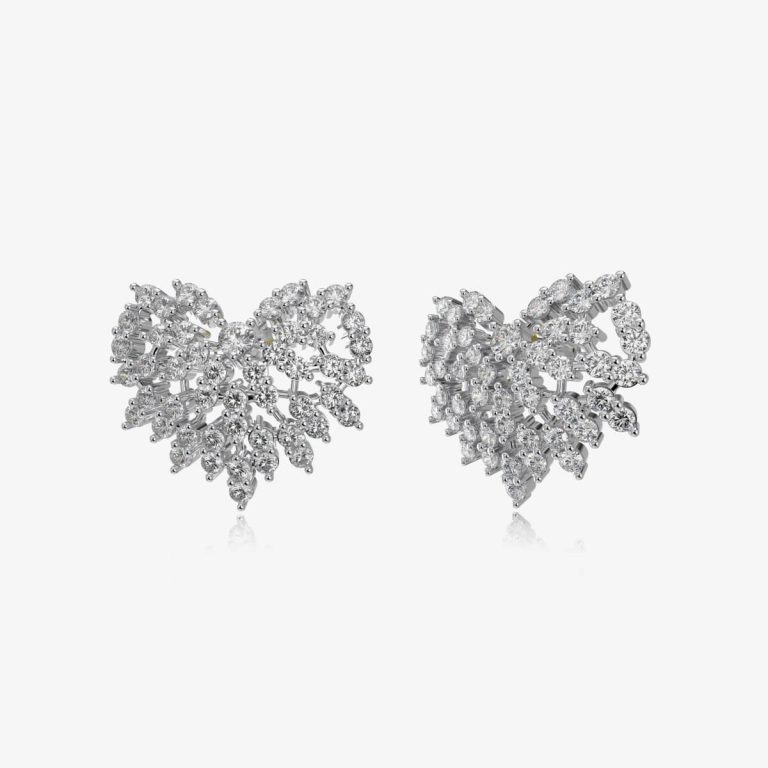 Petal Shape Diamond Silver Earrings DY1D0357-S-W-WH (1)