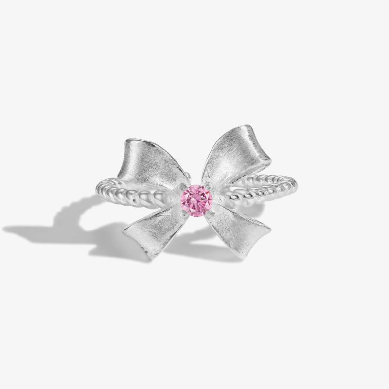 Pink Gemstone Bow 925 Silver Ring DY121083-S-S-PK (8)