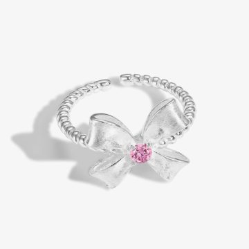 Pink Gemstone Bow 925 Silver Ring DY121083-S-S-PK (9)