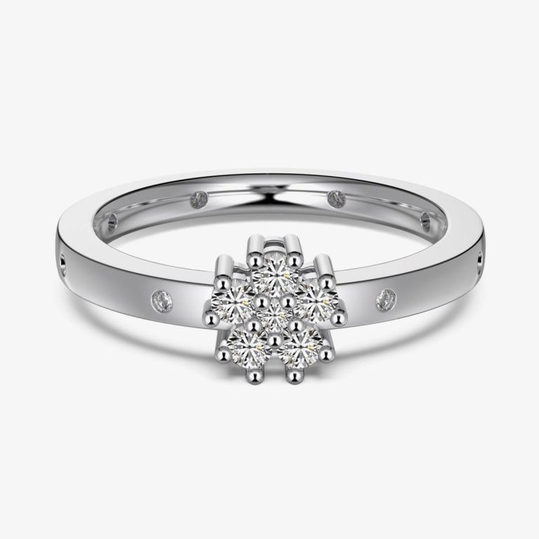 Platinum Flower Diamond Ring DY121116-S-W-WH (1)