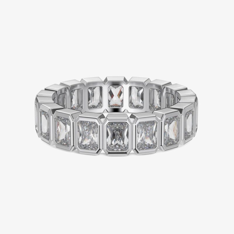 Rectangular-Cut Diamond silver Ring DY121038-S-W-WH (2)