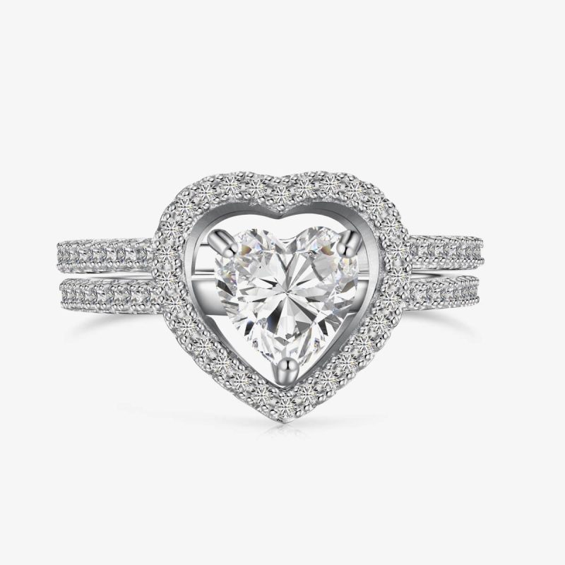 Romantic white Heart-Shaped Detachable Double Ring DY121048-S-W-WH (3)