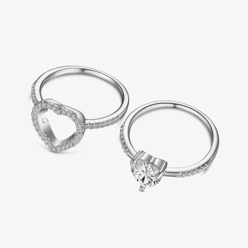 Romantic white Heart-Shaped Detachable Double Ring DY121048-S-W-WH (5)