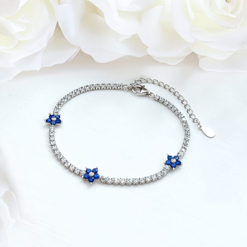 Sapphire-Cluster-Flower-925-Silver-Bracelet-DY150146-S-W-BA-(8a)