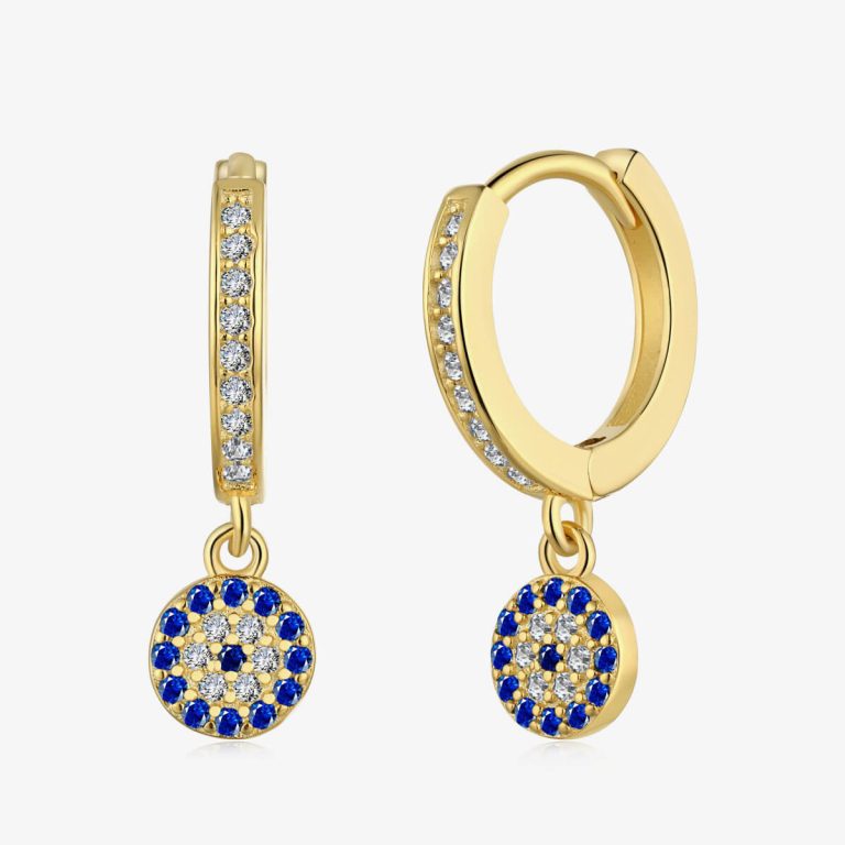 Sapphire Diamond Circle Pendant Gold Earrings TZ110005-S-G-BA (1)