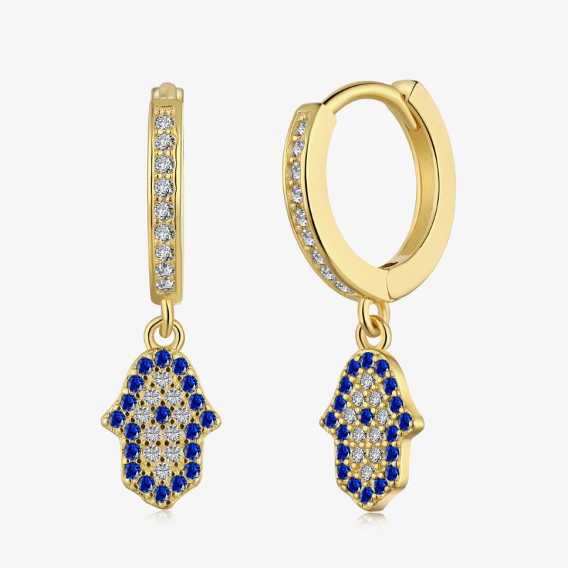 Sapphire Diamond Hamsa Gold Earrings TZ1D0001-S-G-WH (1)