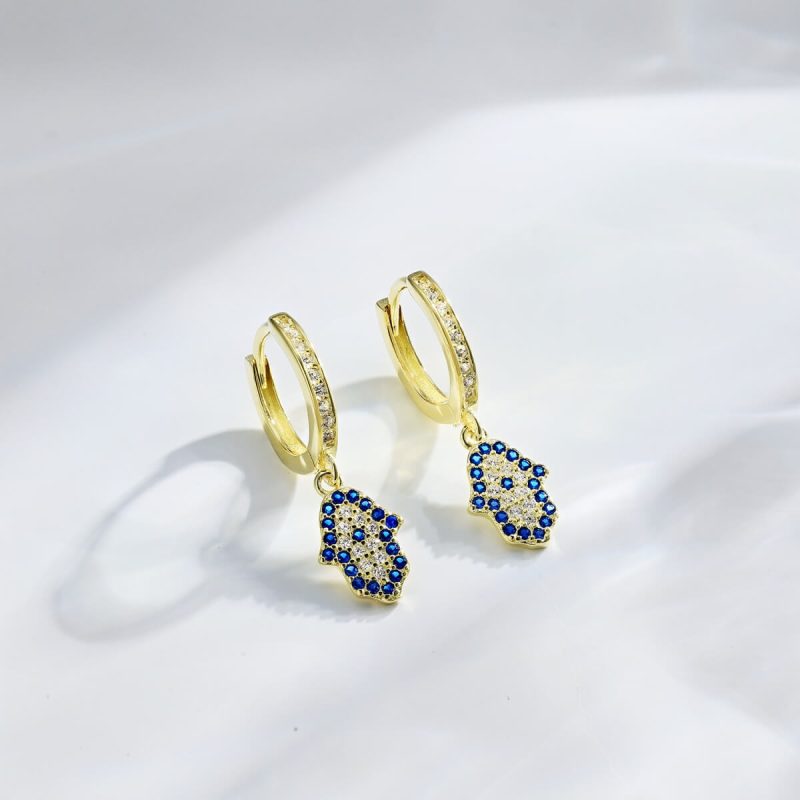 Sapphire Diamond Hamsa Gold Earrings TZ1D0001-S-G-WH (2)