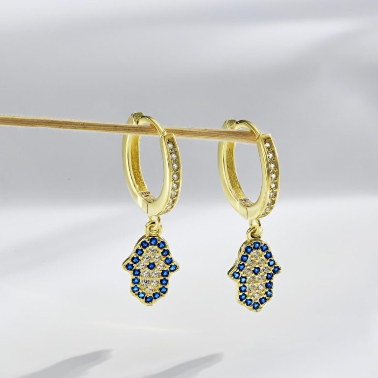 Sapphire Diamond Hamsa Gold Earrings TZ1D0001-S-G-WH (1)