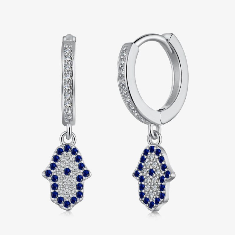 Sapphire Diamond Hamsa silver Earrings TZ1D0001-S-W-SP (1)