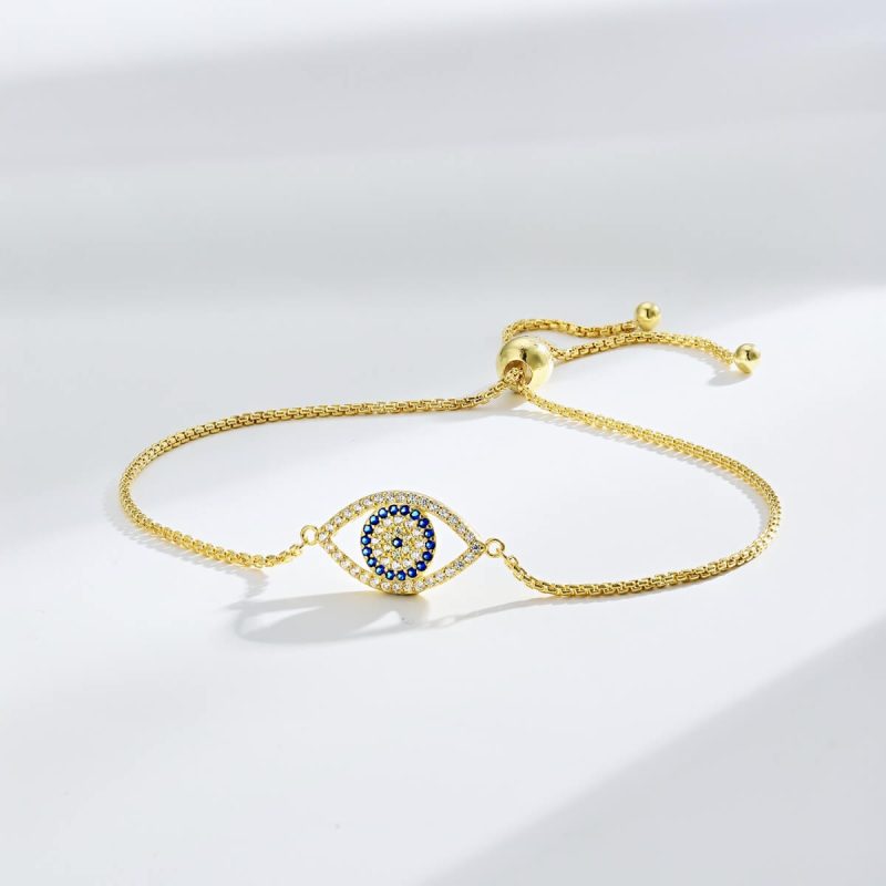 Sapphire Evil Eye 925 Silver Gold Bracelet DY150181-S-G-HD (2)