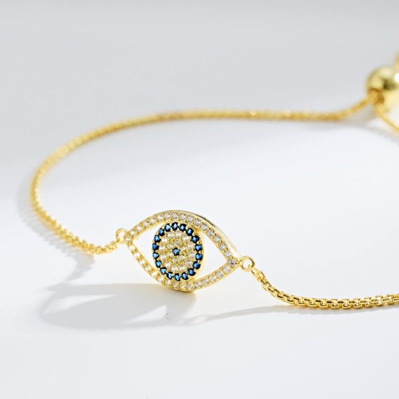 Sapphire Evil Eye 925 Silver Gold Bracelet DY150181-S-G-HD (3)