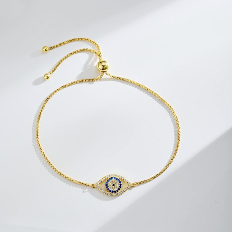 Sapphire Evil Eye 925 Silver Gold Bracelet DY150181-S-G-HD (4)