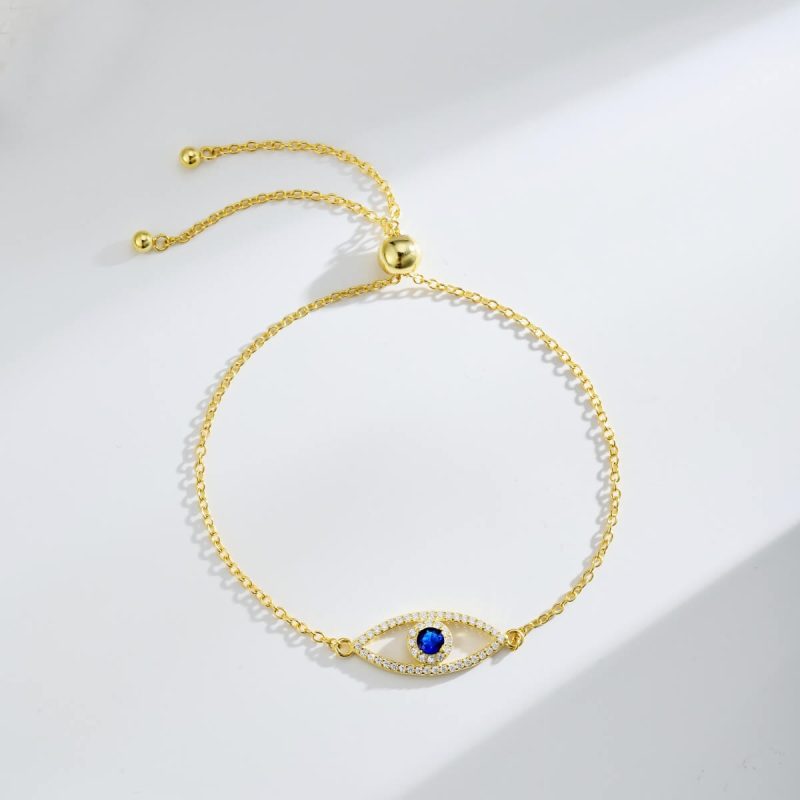 Sapphire Eye 925 Silver Gold Bracelet DY150186-S-G-BA (2)