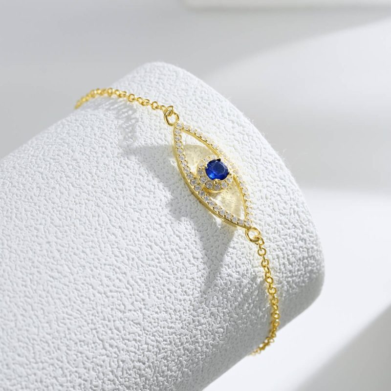 Sapphire Eye 925 Silver Gold Bracelet DY150186-S-G-BA (3)