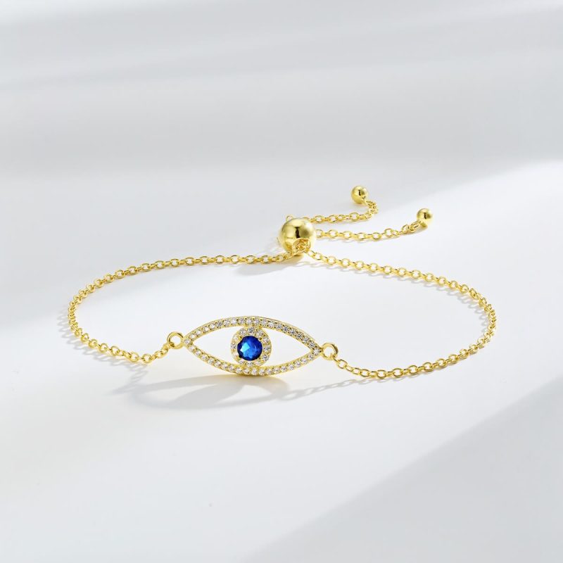 Sapphire Eye 925 Silver Gold Bracelet DY150186-S-G-BA (4)