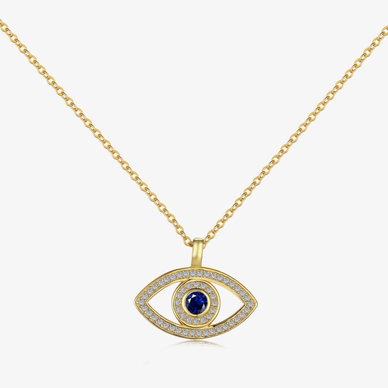 Sapphire Eye 925 Silver Gold Necklace DY190473-S-G-BA (1)