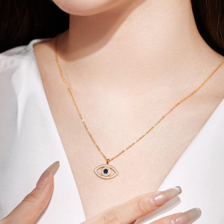 Sapphire Eye 925 Silver Gold Necklace DY190473-S-G-BA (1)