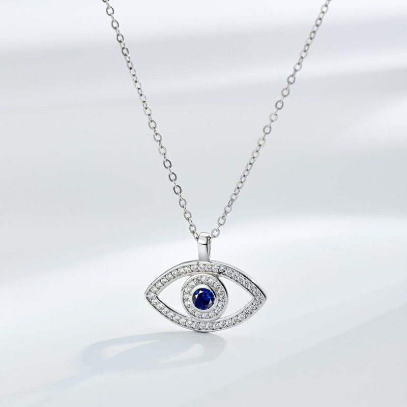 Sapphire Eye 925 Silver Necklace DY190473-S-W-BA (2)