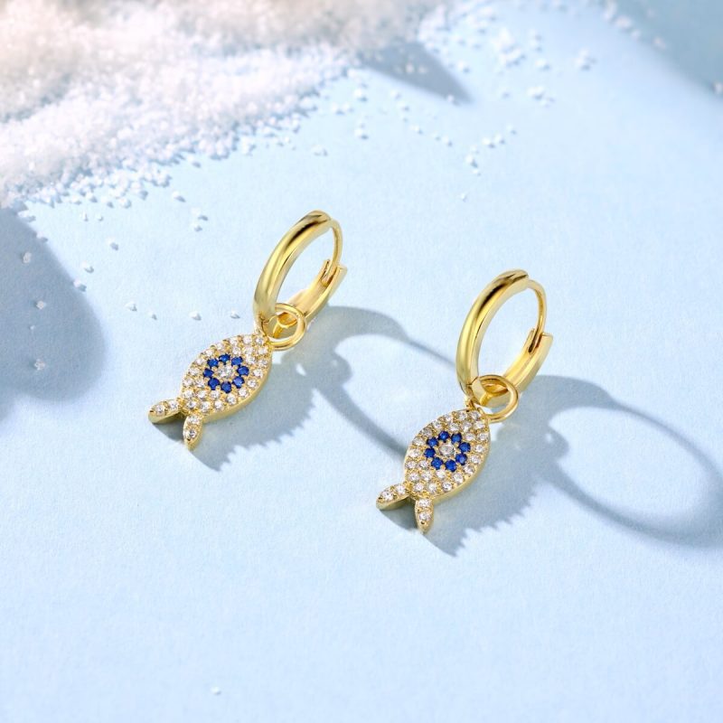 Sapphire Fish-Shaped Gold Earrings DY110283-S-G-BA (3)