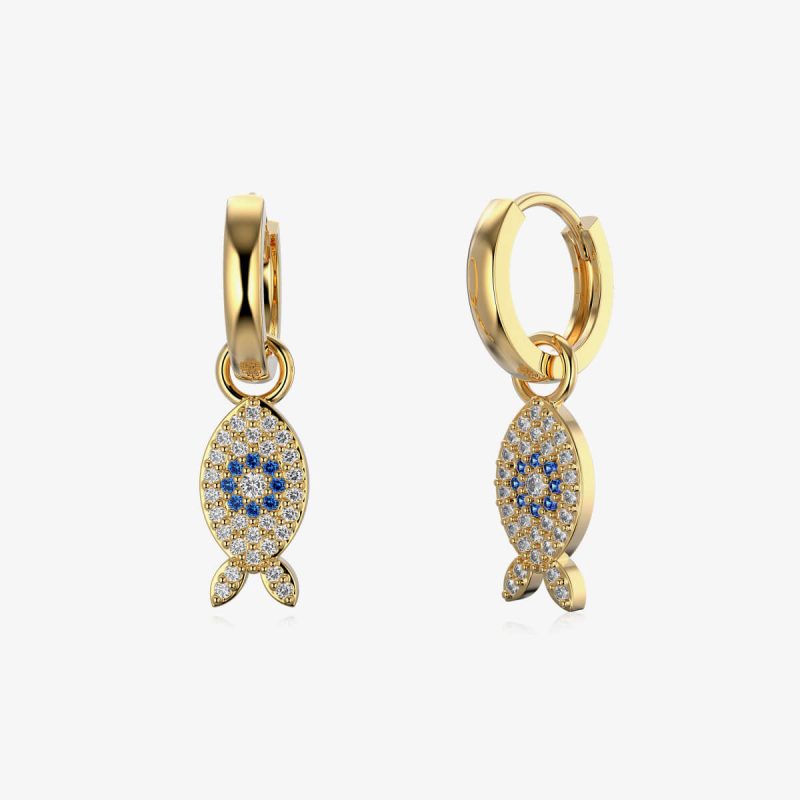 Sapphire Fish-Shaped Gold Earrings DY110283-S-G-BA (4)