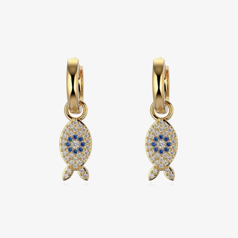 Sapphire Fish-Shaped Gold Earrings DY110283-S-G-BA (5)