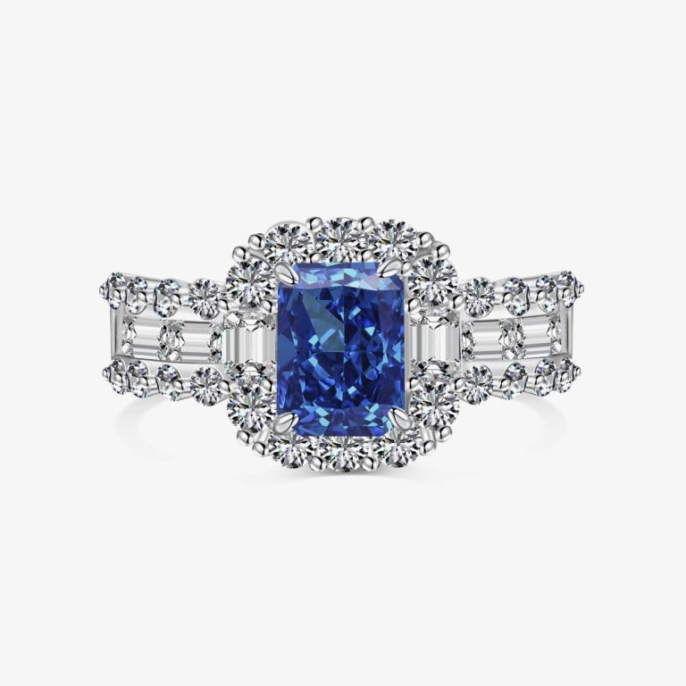 Sapphire and Diamond Encrusted Sterling Silver Ring DY120787-S-W-BA (2)