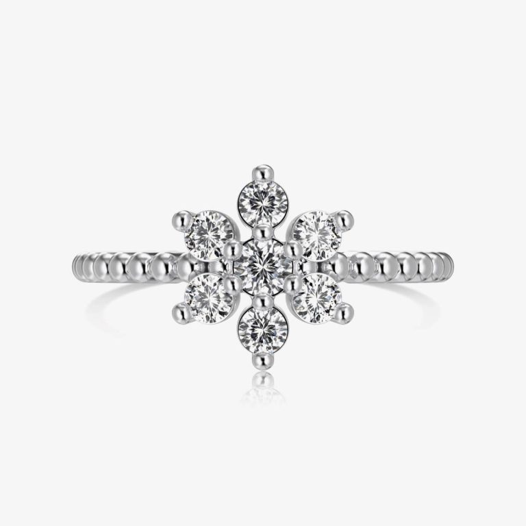 Snowflake Diamond Silver Ring DY121041-S-W-WH (1)