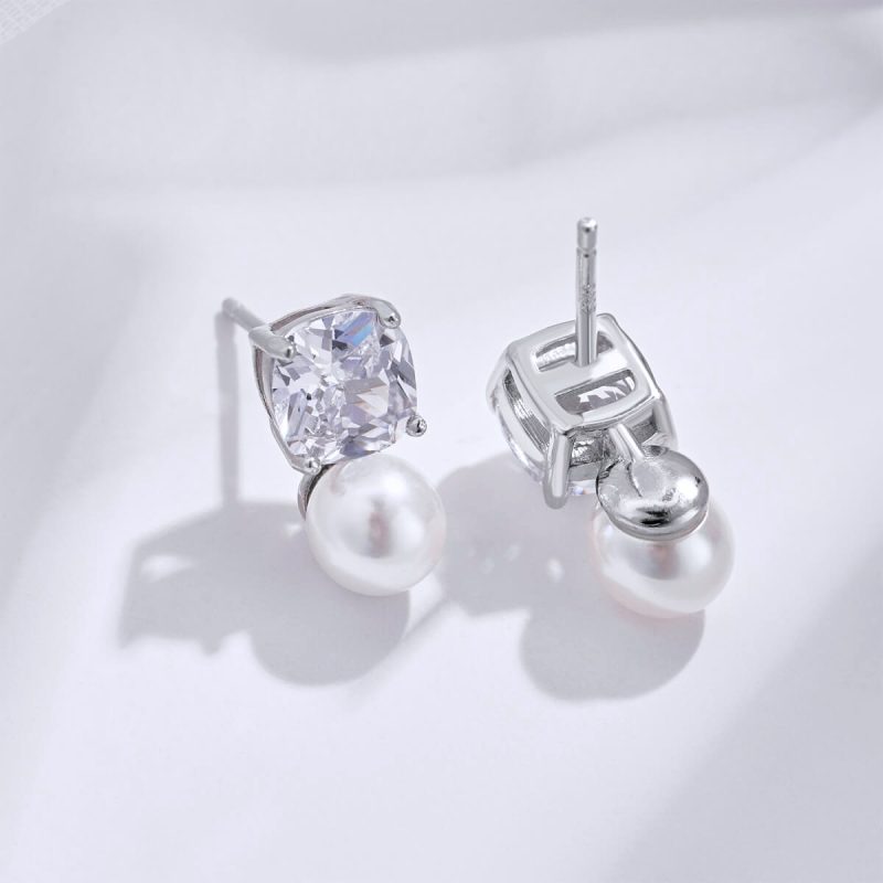 Square-Diamond-Pearl-925-Silver-Stud-Earrings-DY1D0222-S-W-WH-(8a)