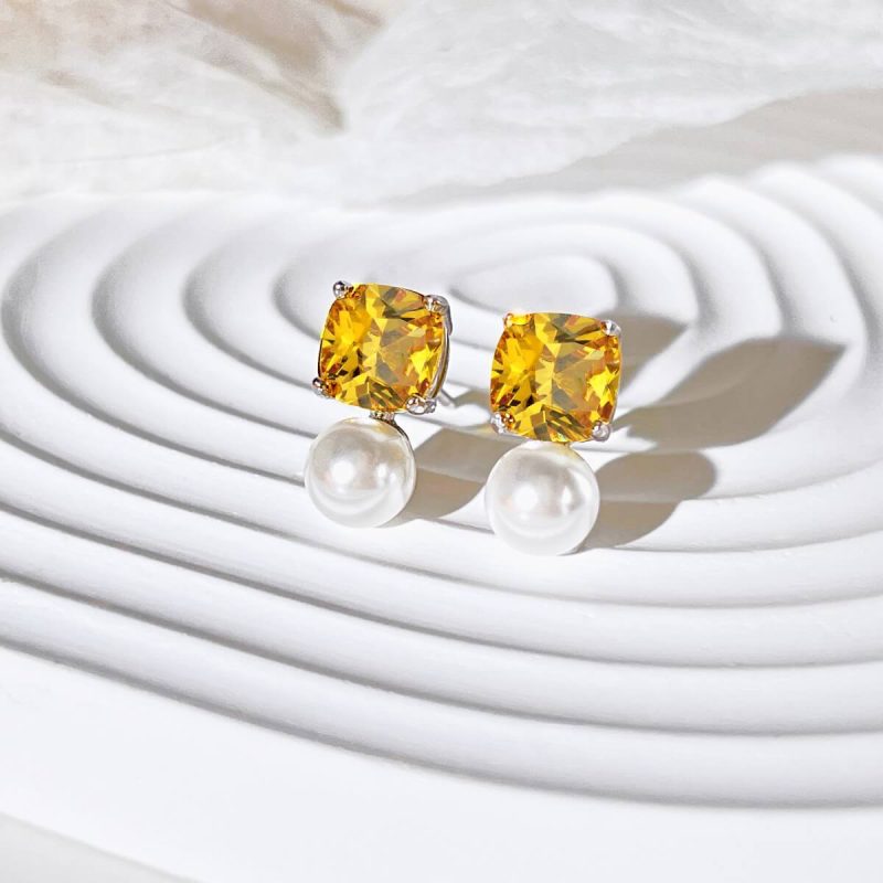 Square-yellow-Diamond-Pearl-925-Silver-Stud-Earrings-DY1D0222-S-W-YE-(4a)