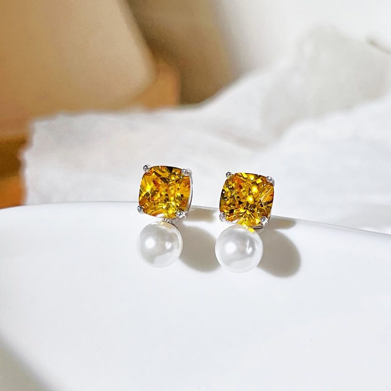 Square-yellow-Diamond-Pearl-925-Silver-Stud-Earrings-DY1D0222-S-W-YE-(5a)