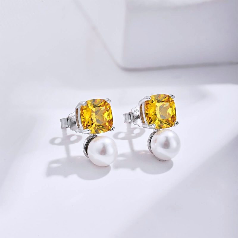 Square-yellow-Diamond-Pearl-925-Silver-Stud-Earrings-DY1D0222-S-W-YE-(6a)