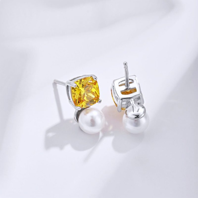 Square-yellow-Diamond-Pearl-925-Silver-Stud-Earrings-DY1D0222-S-W-YE-(7a)