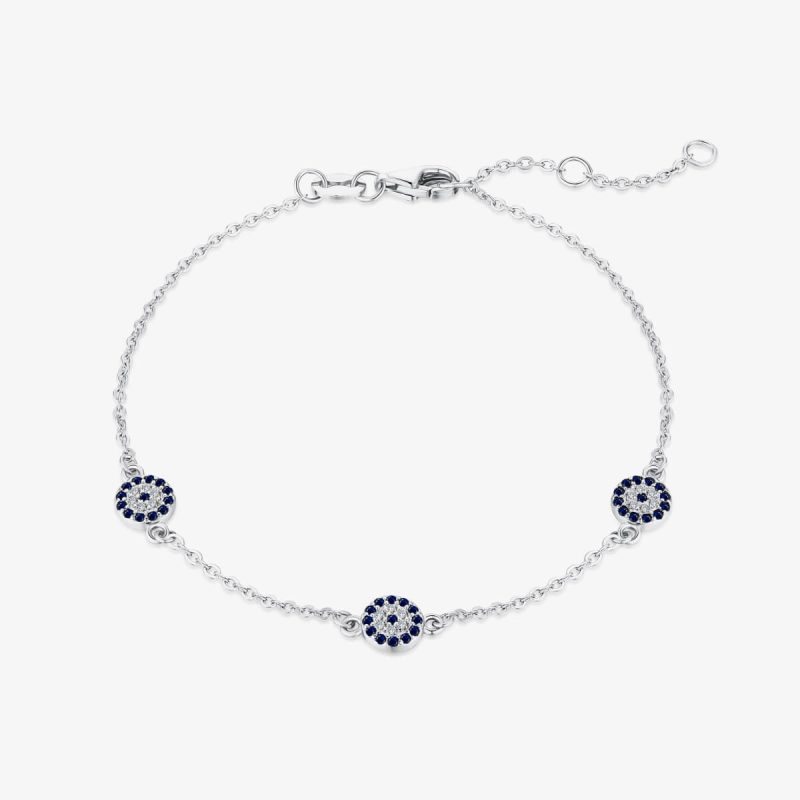 Triple Sapphire Circle 925 Silver Bracelet DY150182-S-W-BA (1)